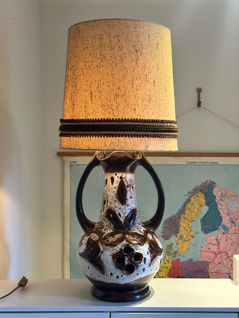 Vintage West Germany vaaslamp met kap - 88cm hoog, Huis en Inrichting, Lampen | Tafellampen, Ophalen, Zo goed als nieuw