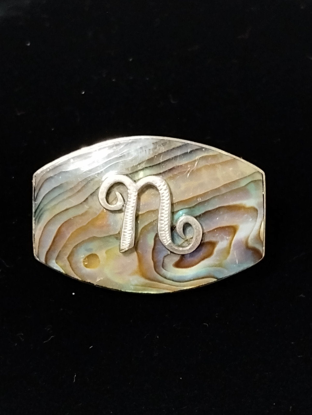 Oude sterling zilveren Paua shell broche, Ophalen of Verzenden