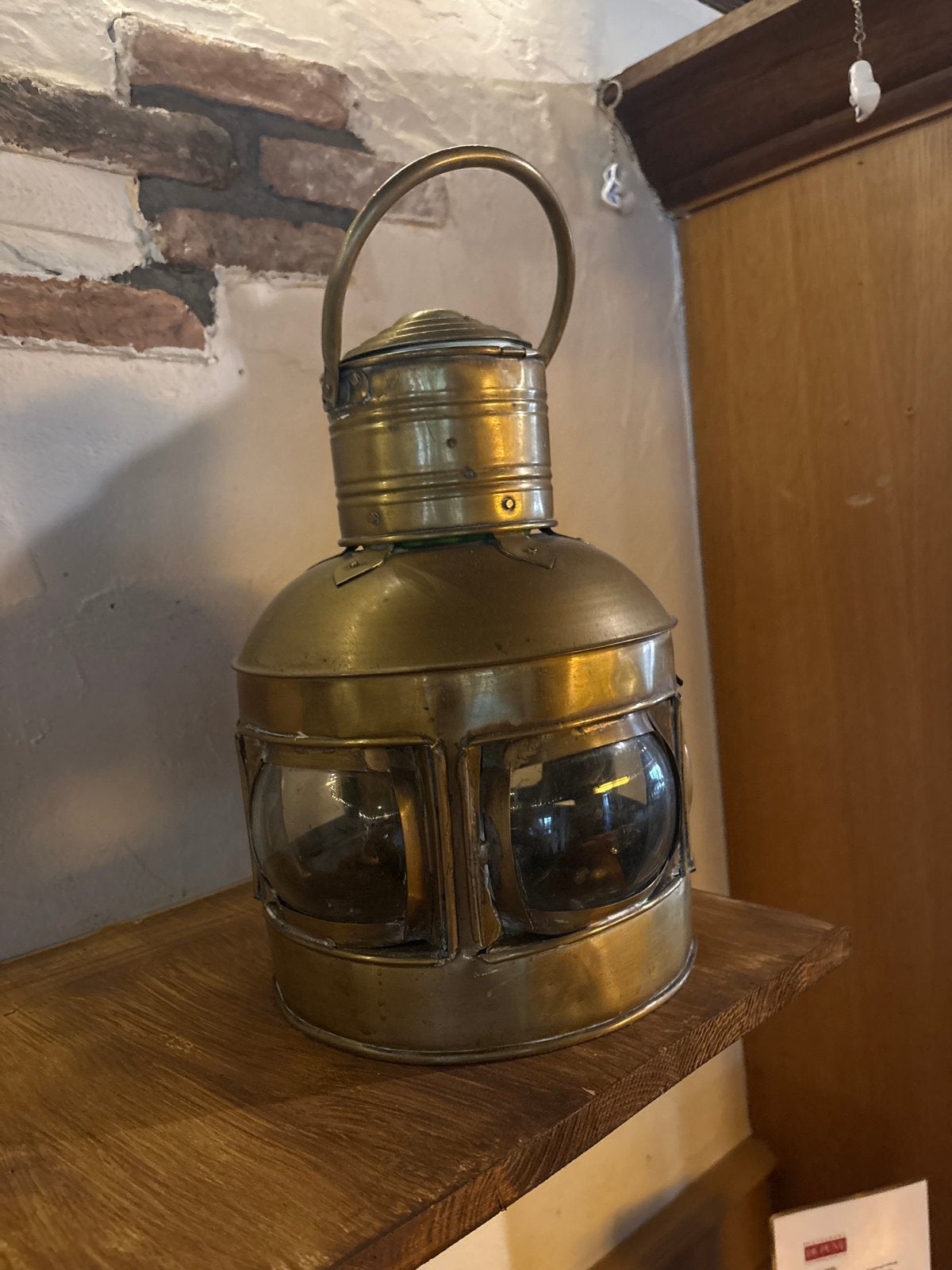 Antieke scheepslamp van messing, Antiek en Kunst, Ophalen