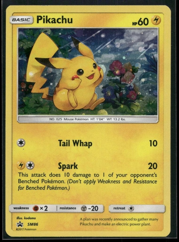 pokemon sun & moon promo pikachu holo SM86, Ophalen of Verzenden, Zo goed als nieuw, Losse kaart, Foil