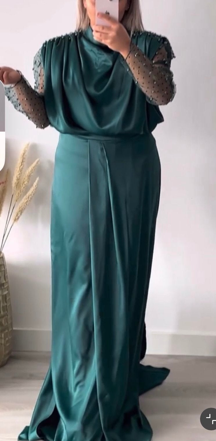 Avondjurk groen nieuw, Kleding | Dames, Ophalen, Galajurk, Maat 42/44 (L), Zo goed als nieuw
