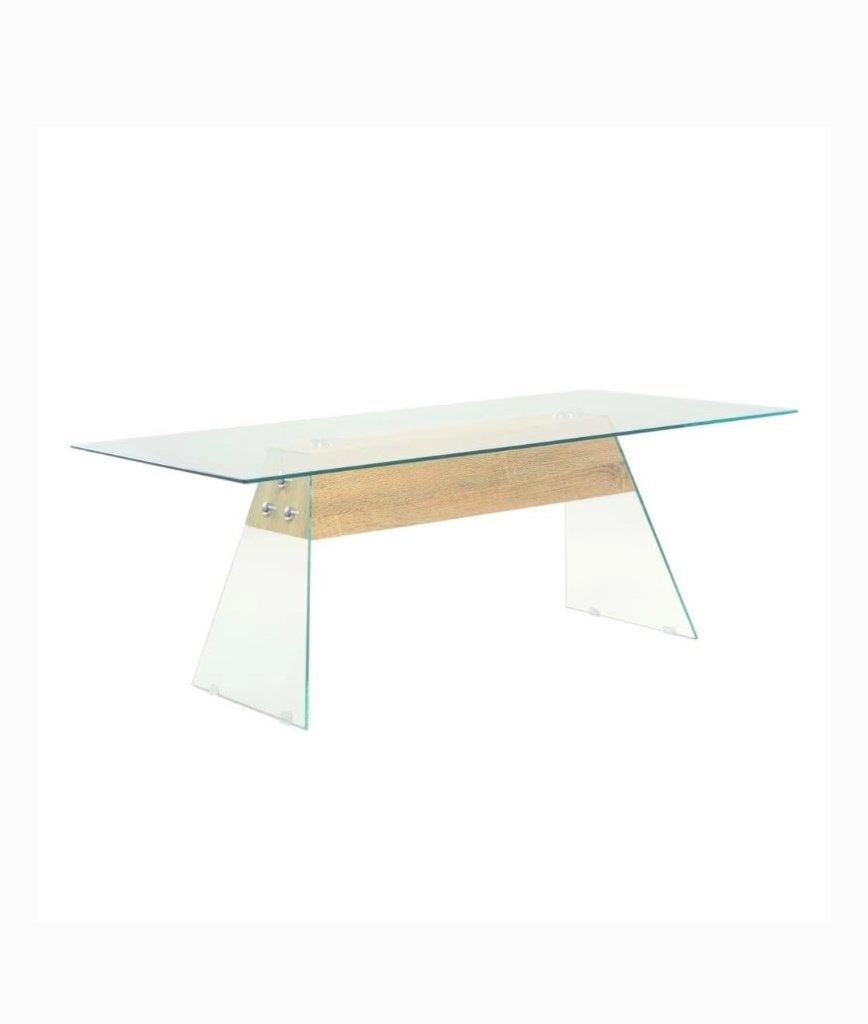 Nieuwe salontafel 110x55x40 cm MDF en glas eikenkleuren, 100 tot 150 cm, Nieuw, Glas, Minder dan 50 cm