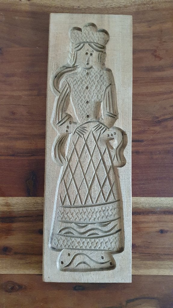 Vintage Speculaasplank Vrijster vrouw. 45x15 cm. Hout. 5C8, Tweedehands verkoop, Tweedehands verkoop, Gebruikt, Ophalen of Verzenden