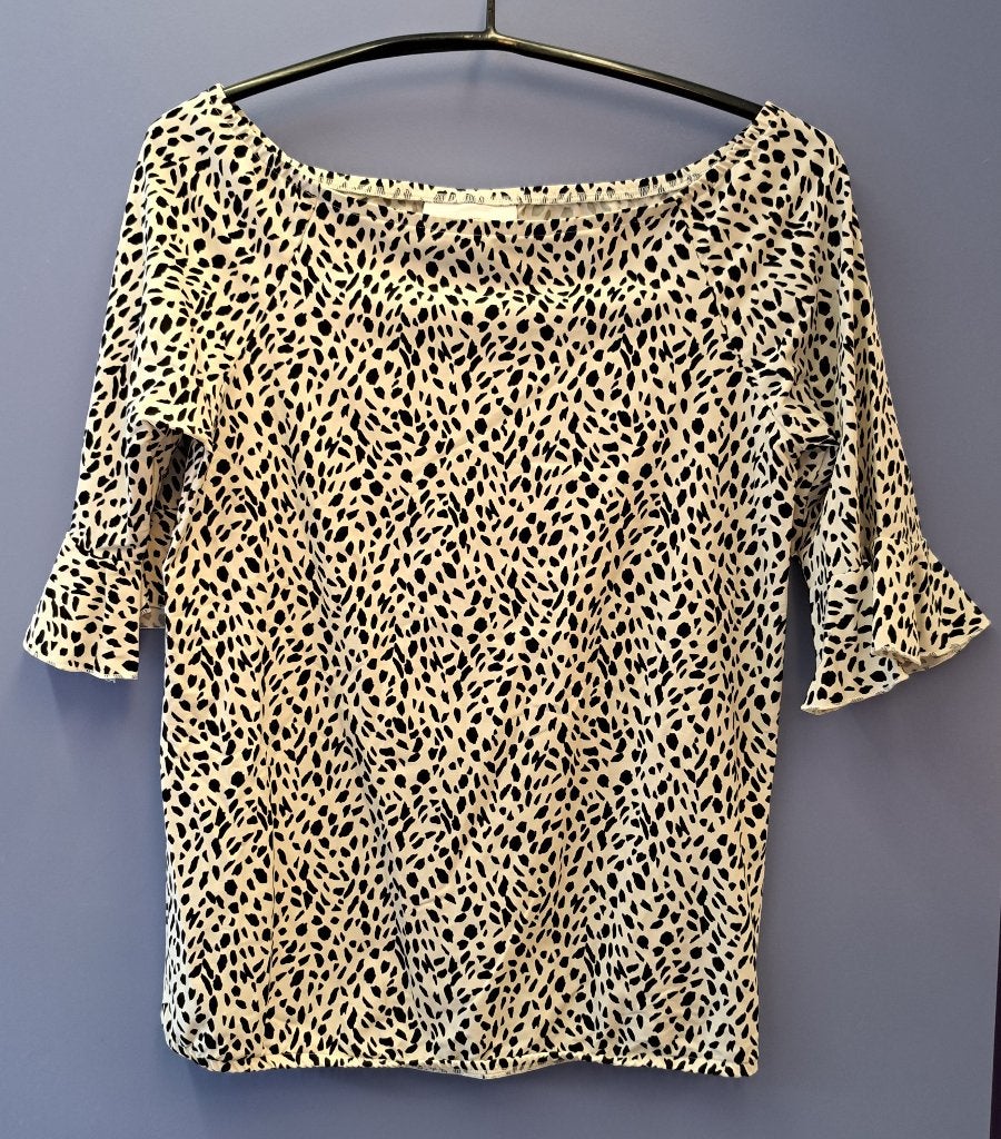 Helena Hart travelstof shirt 3/4 mouw creme zwart XS 45455