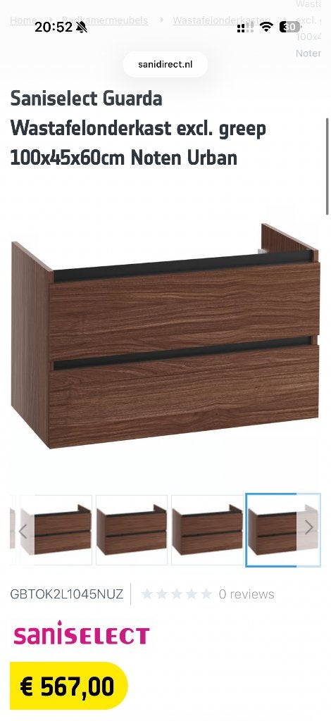 Wastafel onderkast, Ophalen, 100 tot 150 cm, Nieuw, Minder dan 100 cm