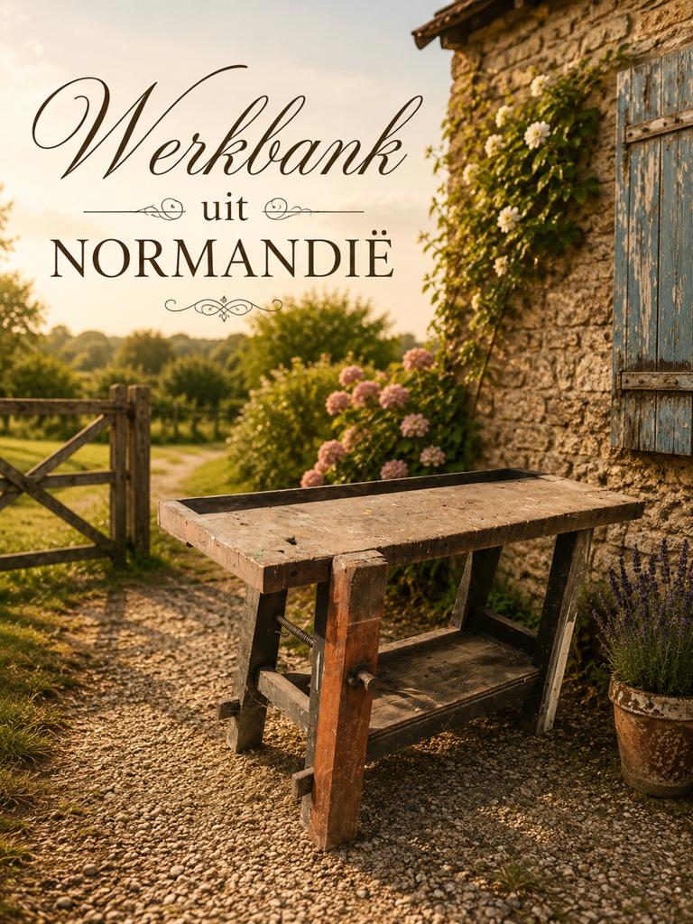 Landelijke werkbank als side-table, 100 tot 150 cm, Ophalen of Verzenden, Zo goed als nieuw, 25 tot 50 cm