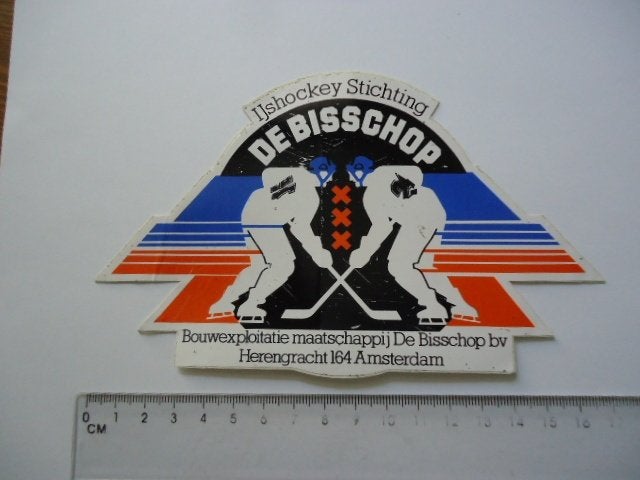 sticker oud IJSHOCKEY de Bisschop schaatsen mokum edenhal, Verzamelen, Verzenden, Zo goed als nieuw, Bedrijf of Vereniging