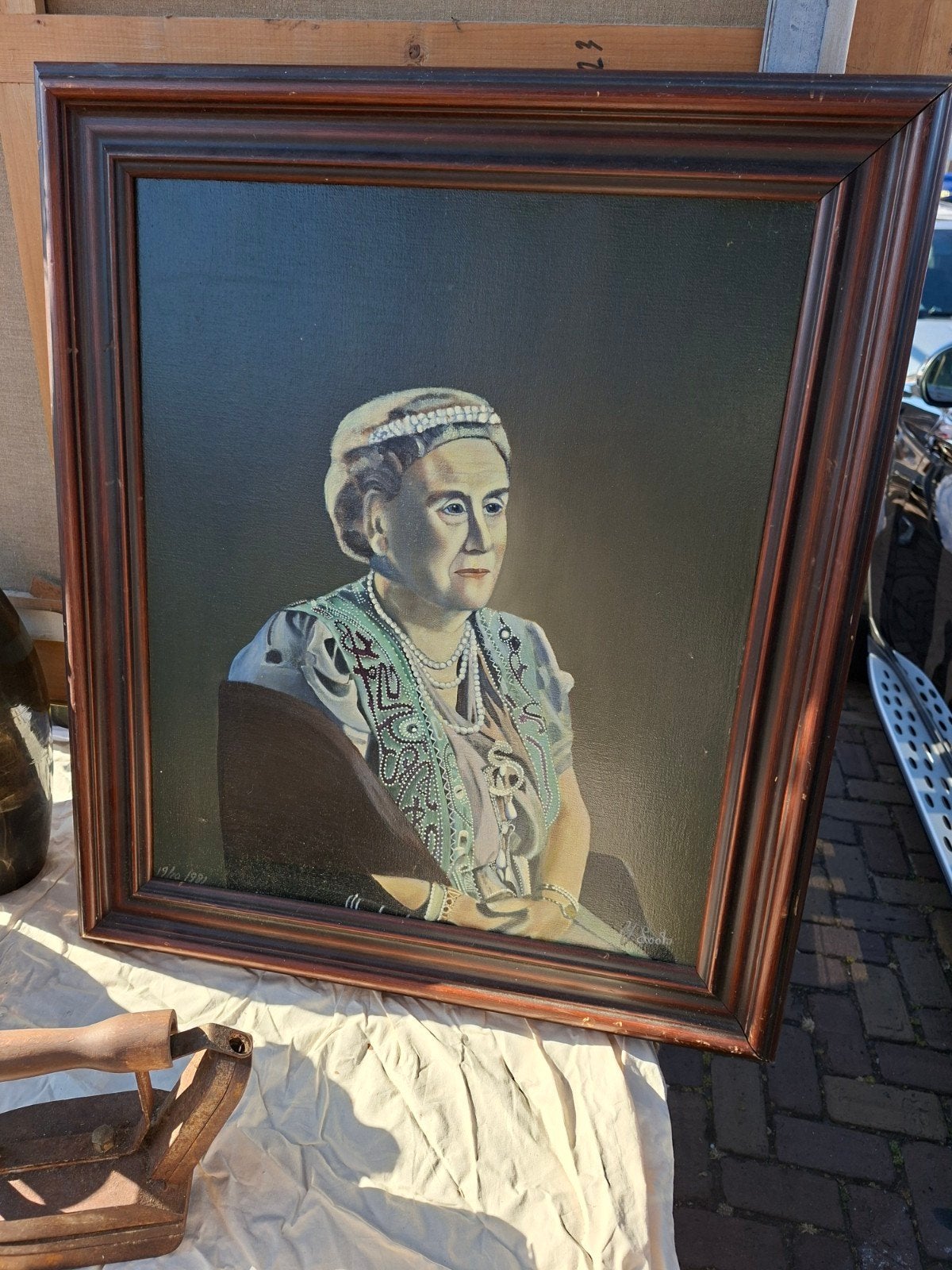 Klassiek portret van een dame, olieverf op doek, Ophalen of Verzenden