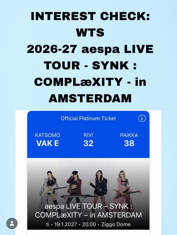 platinum aespa ticket: SYNK COMPLÆXITY in amsterdam, Tickets en Kaartjes, Concerten | Pop, Eén persoon