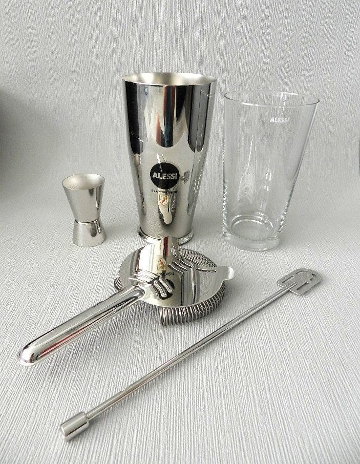 Alessi Boston Shaker Set - Cocktail Shaker set., Overige typen, Zilver, Ophalen of Verzenden, Zo goed als nieuw