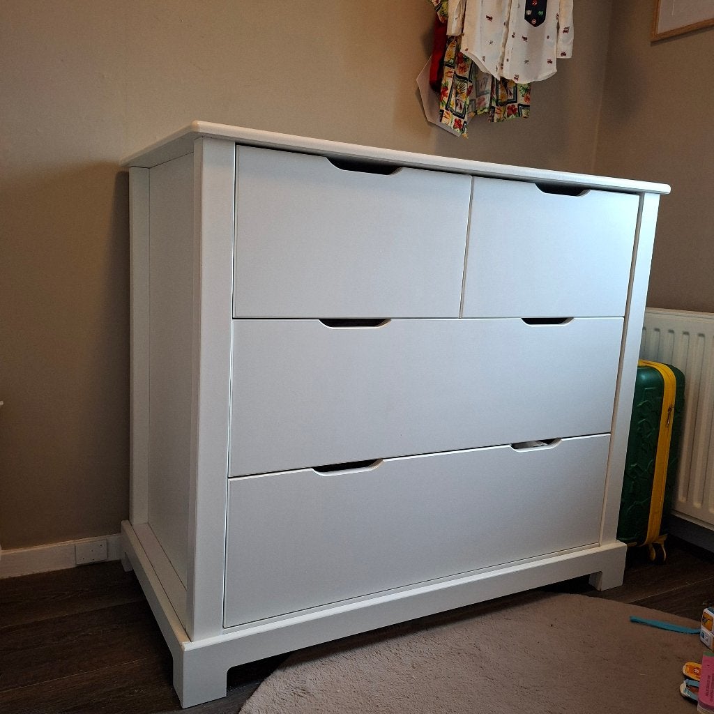 Witte commode - 4 lades kast, Gebruikt, 50 tot 70 cm, 75 tot 100 cm, Commode