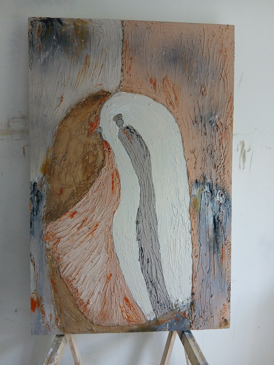 Origineel handgemaakt schilderij met structuur 70x100, Antiek en Kunst, Ophalen
