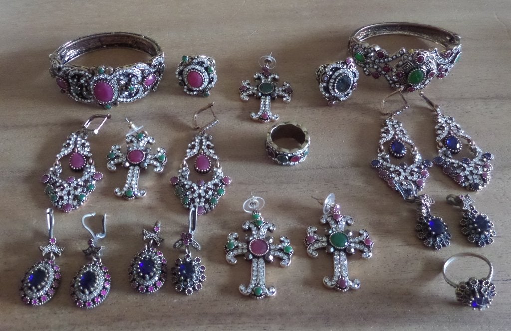 sieraden sets Turkmenistan, oorbellen, armbanden, hangers, Sieraden, Tassen en Uiterlijk, Antieke sieraden, Ophalen of Verzenden