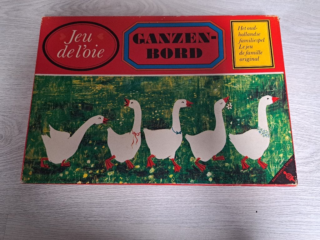 ganzenbord houten gansjes, Hobby en Vrije tijd, Gezelschapsspellen | Bordspellen, Vijf spelers of meer, Ophalen of Verzenden, Gebruikt
