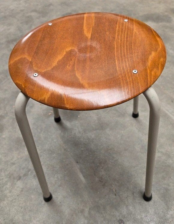 4x Vintage krukje Persikhaaf - Hout en metaal stapelbaar, Ophalen, Hout