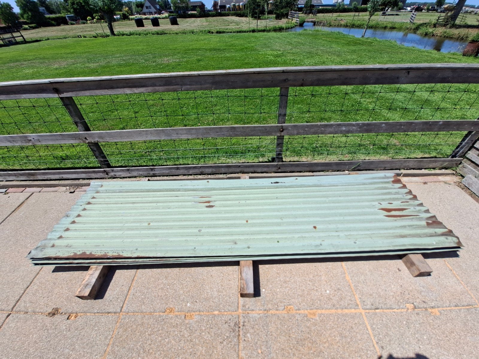 Vintage metalen golfplaten / damwandplaten, Ophalen, Gebruikt, Overige kleuren, Minder dan 5 m²
