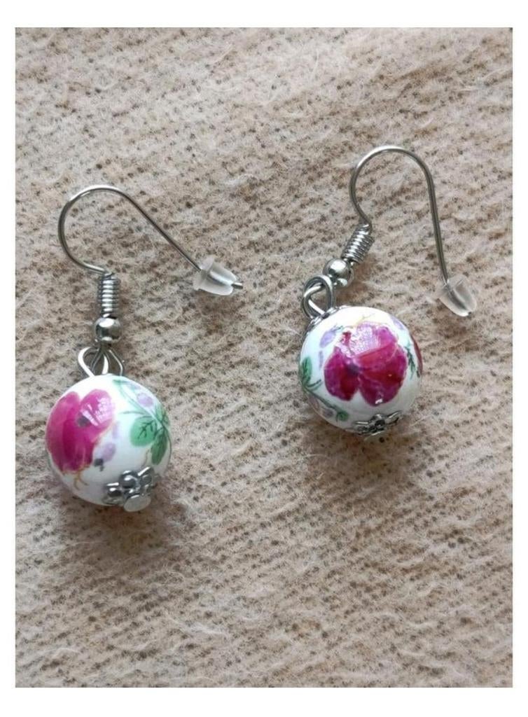 Oorbellen bal, Verzenden, Nieuw, Zilver, Hangers