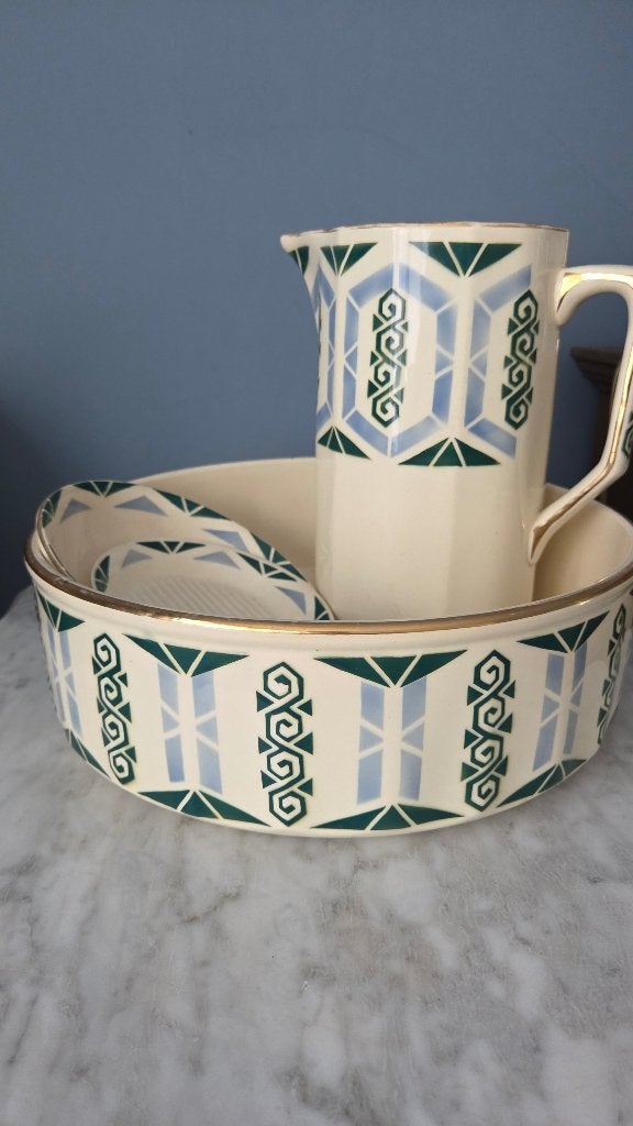Vintage Frans wasstel, Art Deco stijl, 5-delig, Ophalen