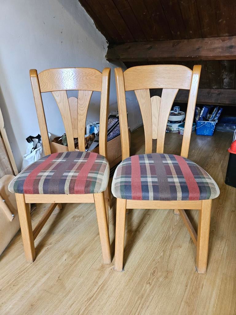 4 blank eiken stoelen in goede staat, Ophalen, Gebruikt, Overige kleuren, Vier