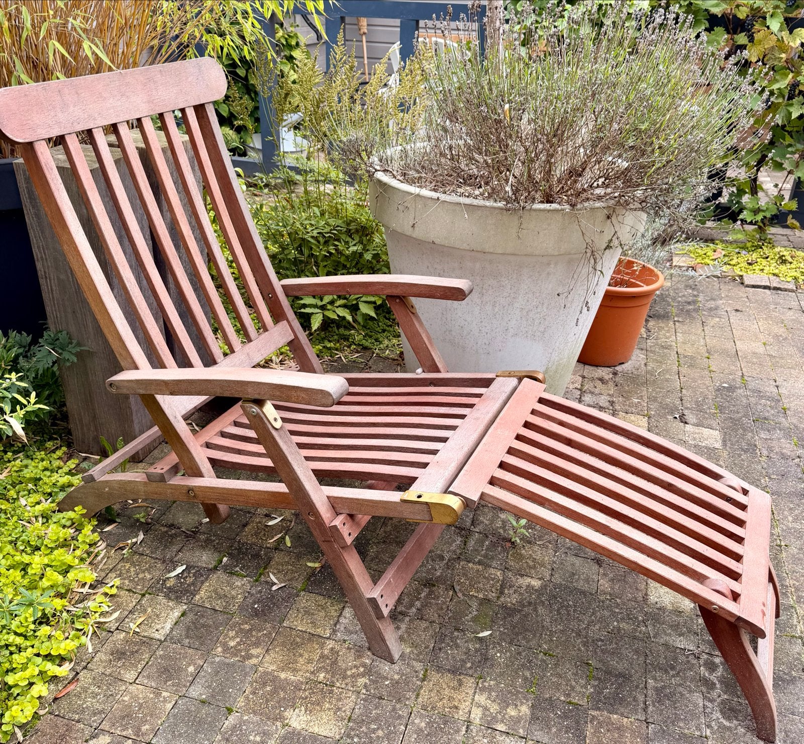 Teakhouten deckchair - Garden Impressions, Ophalen, Gebruikt, Teakhout, Verstelbaar