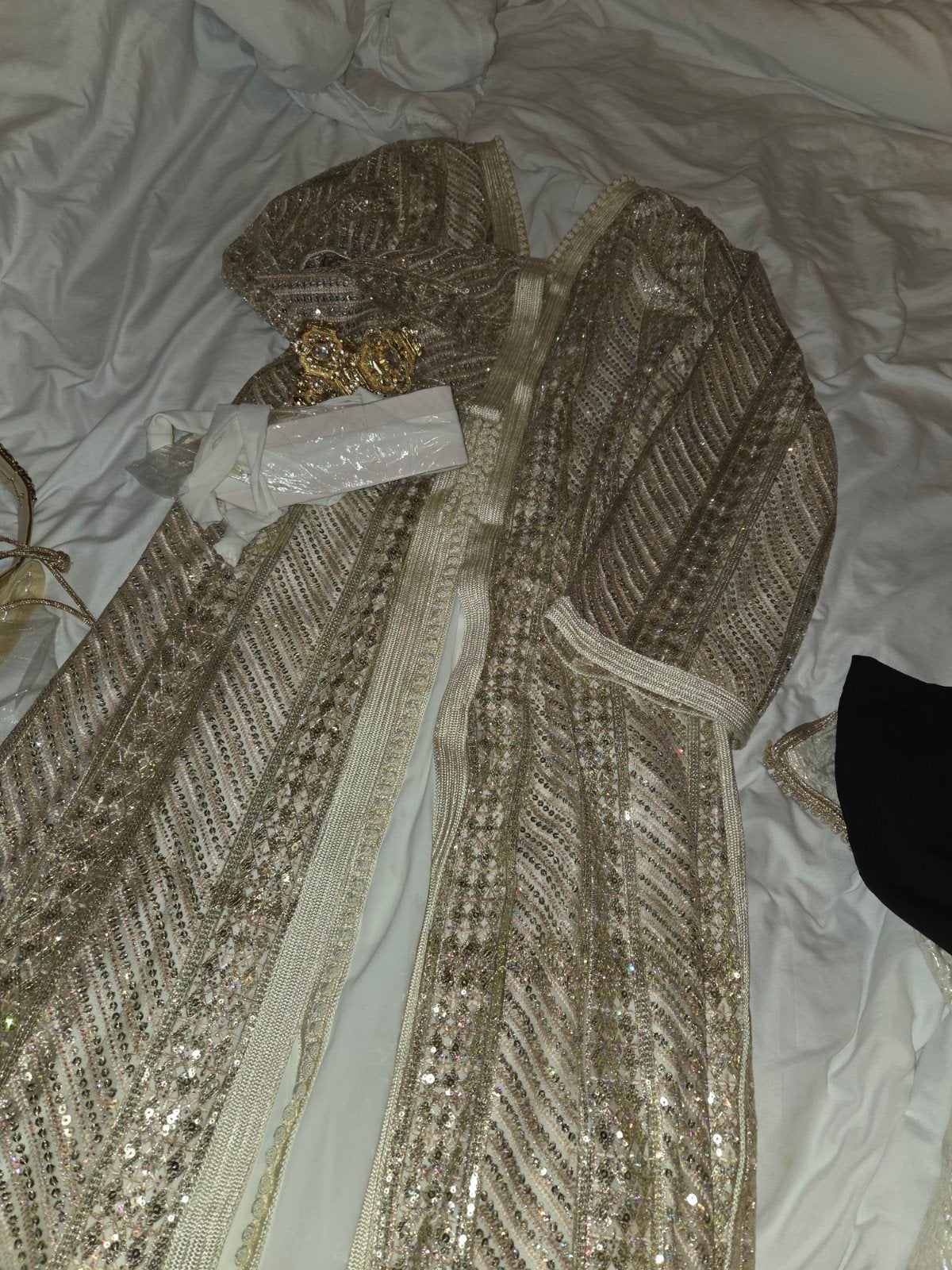 Elegante Marokkaanse Takchita - Goudkleurig met pailletten, Ophalen of Verzenden