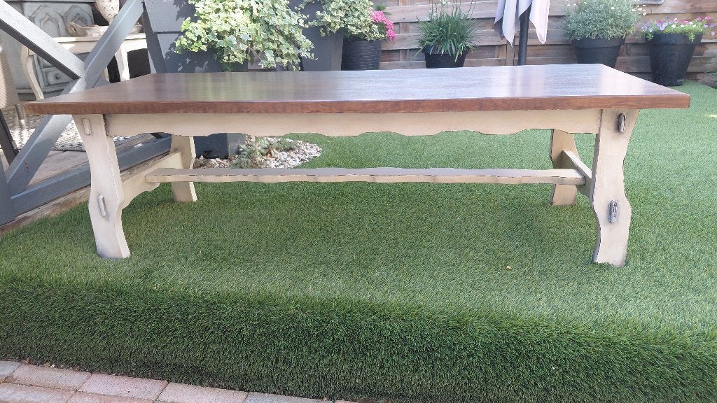 Brocante Salontafel, 100 tot 150 cm, Teakhout, Zo goed als nieuw, Brocant
