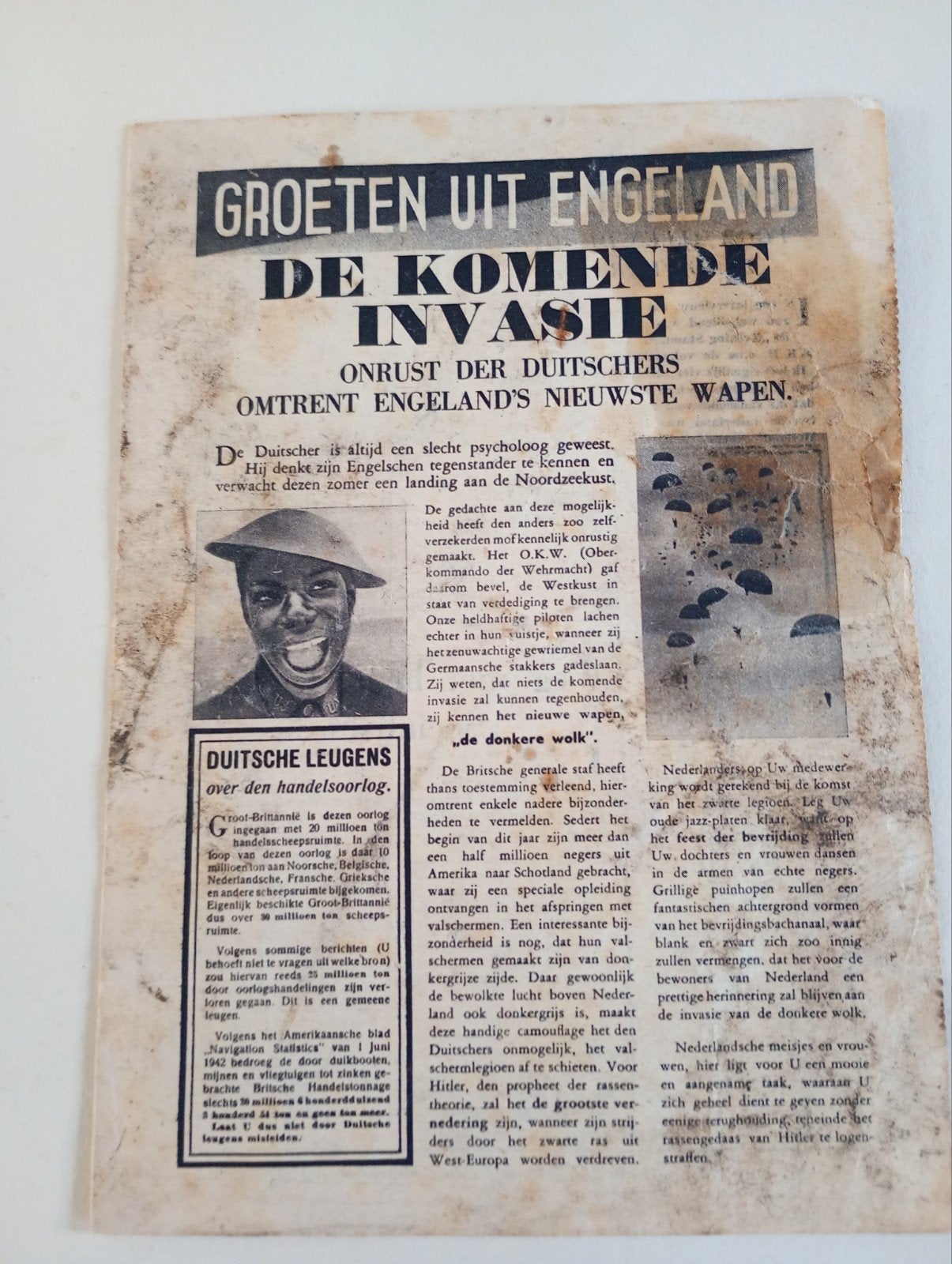 Duits propaganda flyer de groeten uit Engeland, ., Ophalen of Verzenden, Duitsland, .