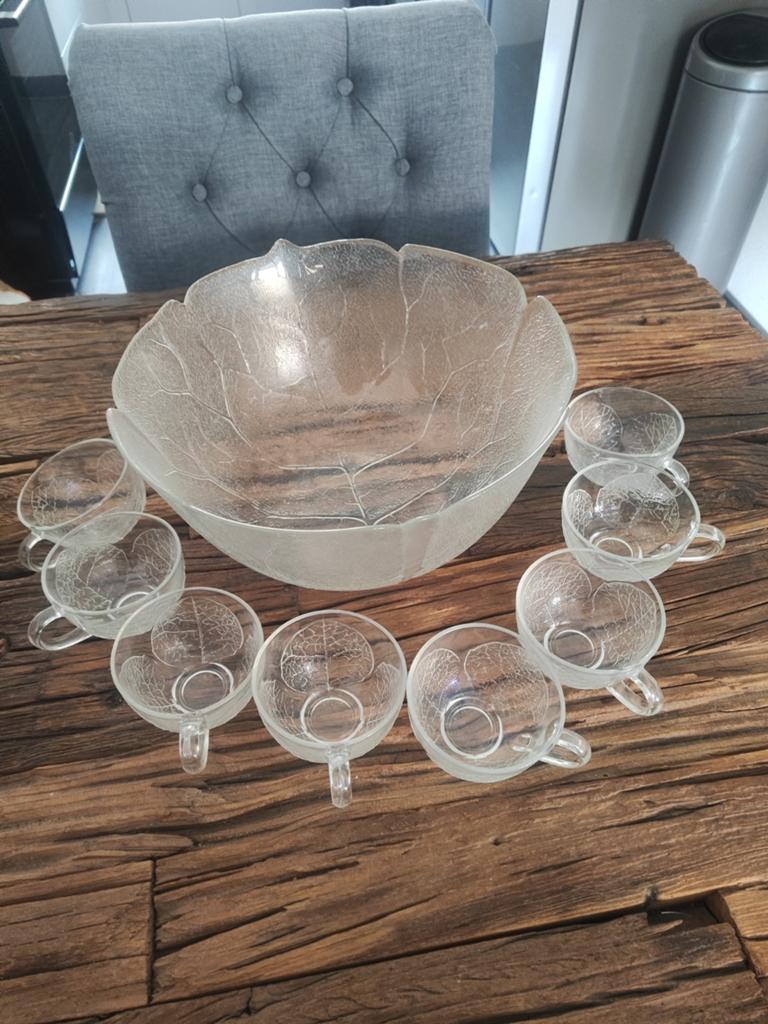 Vintage Arcoroc France Fleur/Aspen punchbowlset, Ophalen of Verzenden