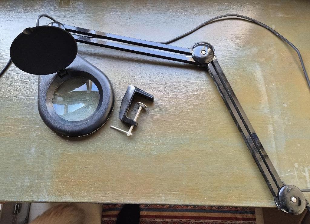 Bureaulamp met vergrootglas, Ophalen, Zo goed als nieuw, Loeplamp