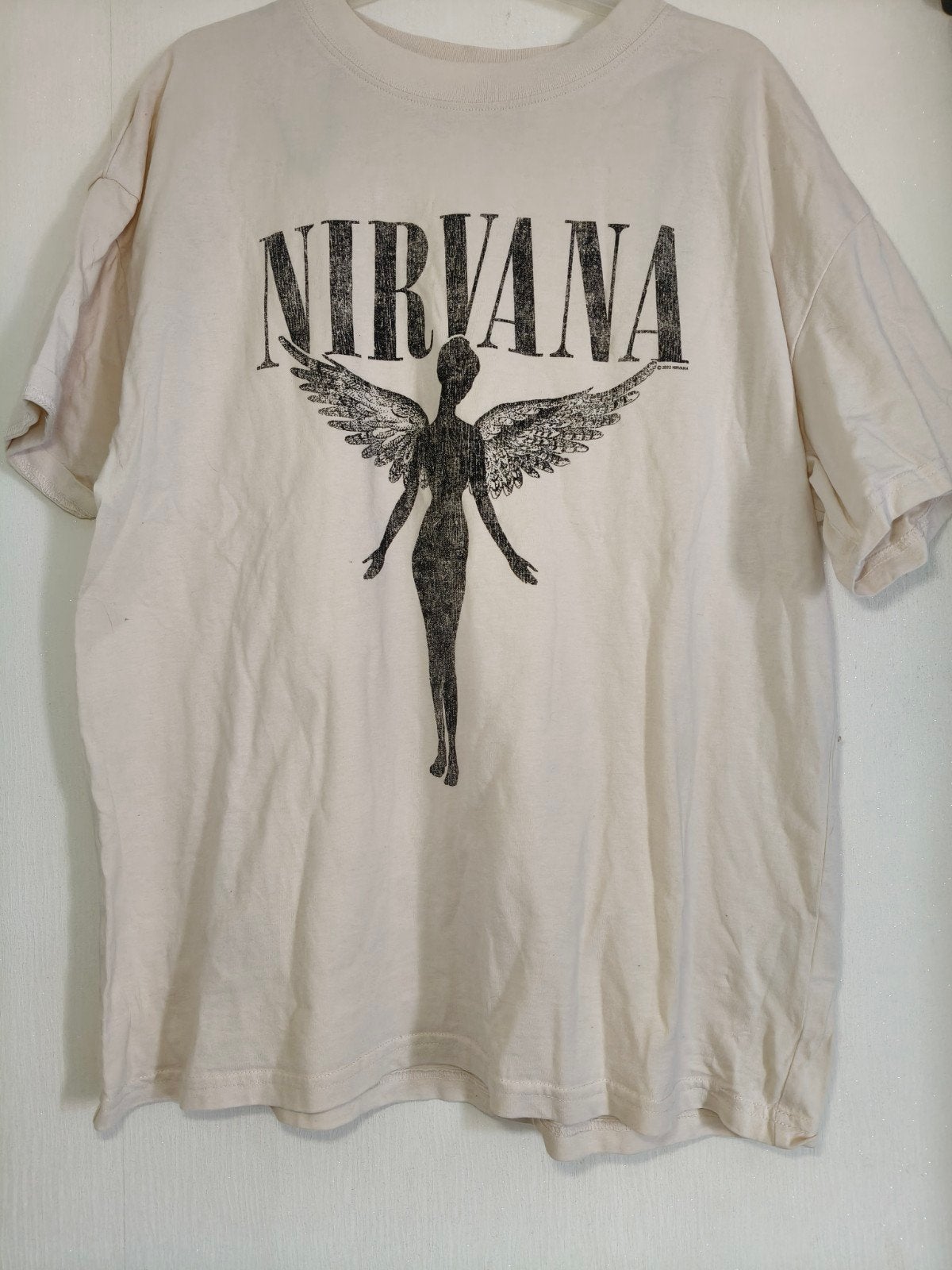 Nirvana t-shirt, Beige, Ophalen of Verzenden, Zo goed als nieuw, Korte mouw