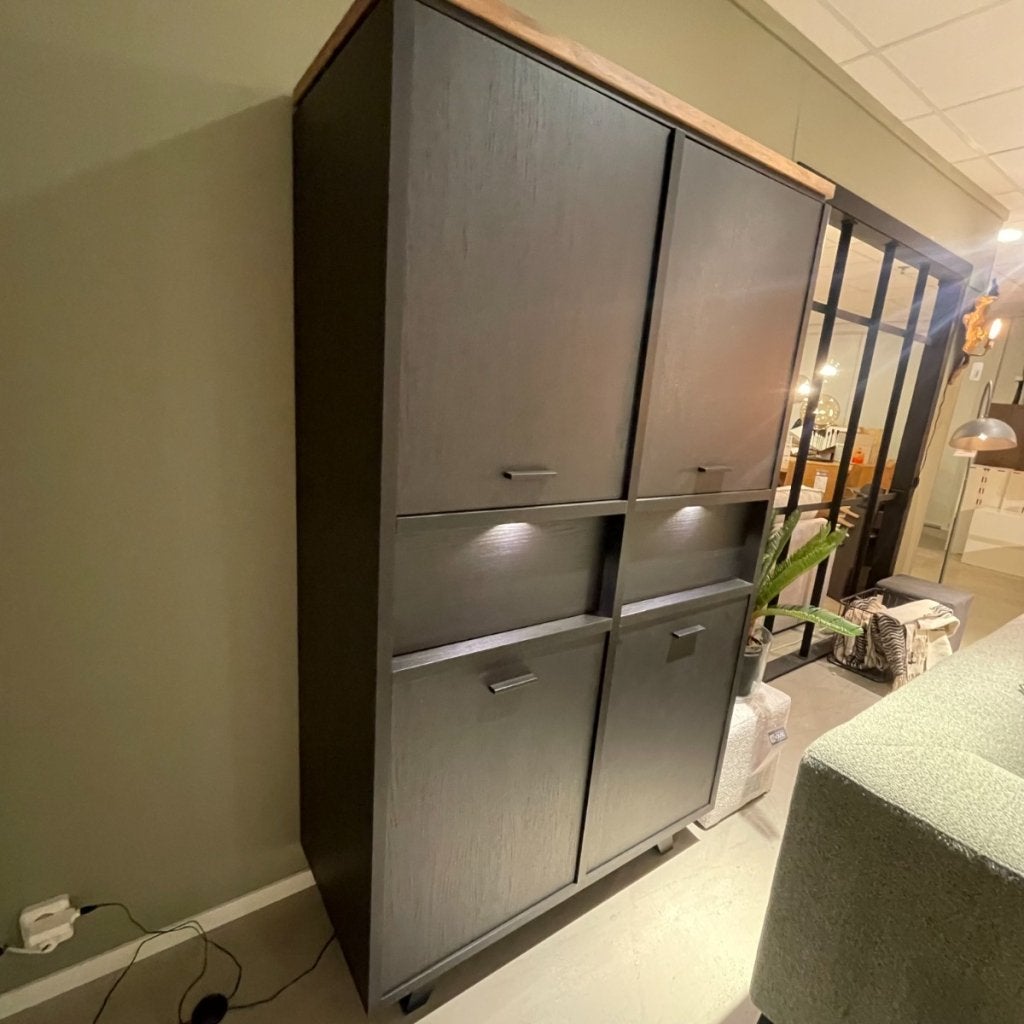Troia Opbergkast Elegant Black - 4d - 2l - Verlichting -, Huis en Inrichting, Kasten | Buffetkasten, Niet ingevuld, Niet ingevuld