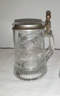 Glazen bierpul Heineken metalen deksel 0,4 ltr afm.16x9 cm, Ophalen of Verzenden, Gebruikt, Bierglas