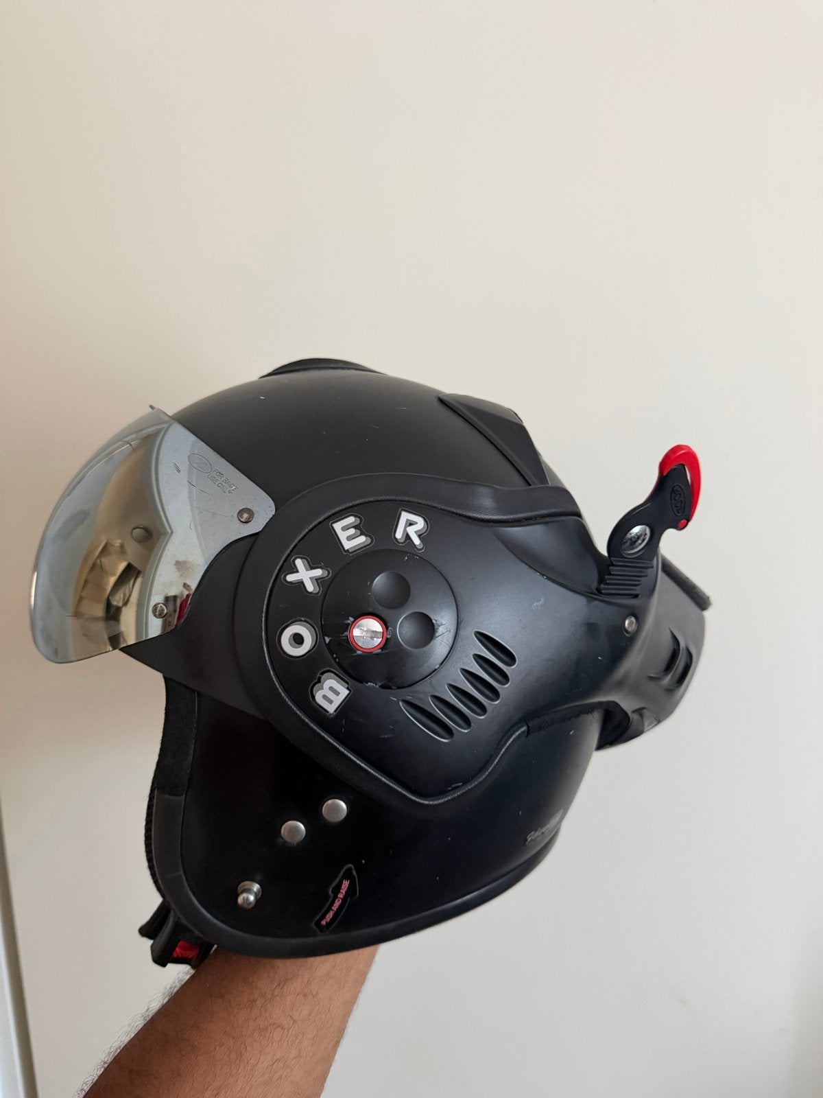Roof Boxer V8 motorhelm - Zwart, met gebruikssporen, Motoren, Systeemhelm, Dames, L, Tweedehands