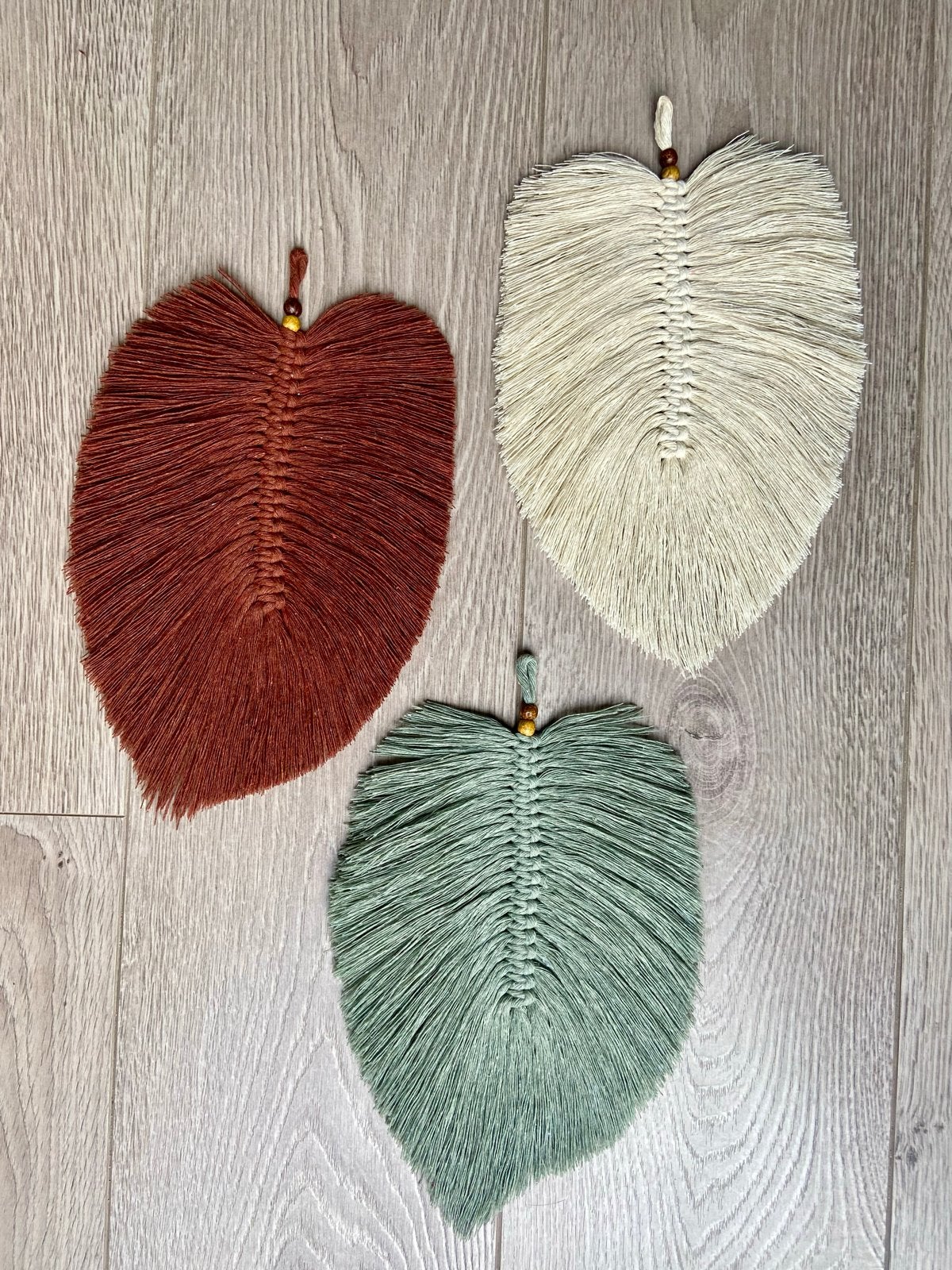 Macramé Bladeren Wanddecoratie Set van 3 - Boho Stijl, Meerkleurig, Boho, Nieuw, Ophalen of Verzenden