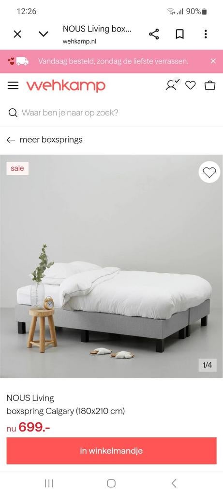 Boxspring 180x200 met hoofdbord, Ophalen, Gebruikt, Tweepersoons, 180 cm