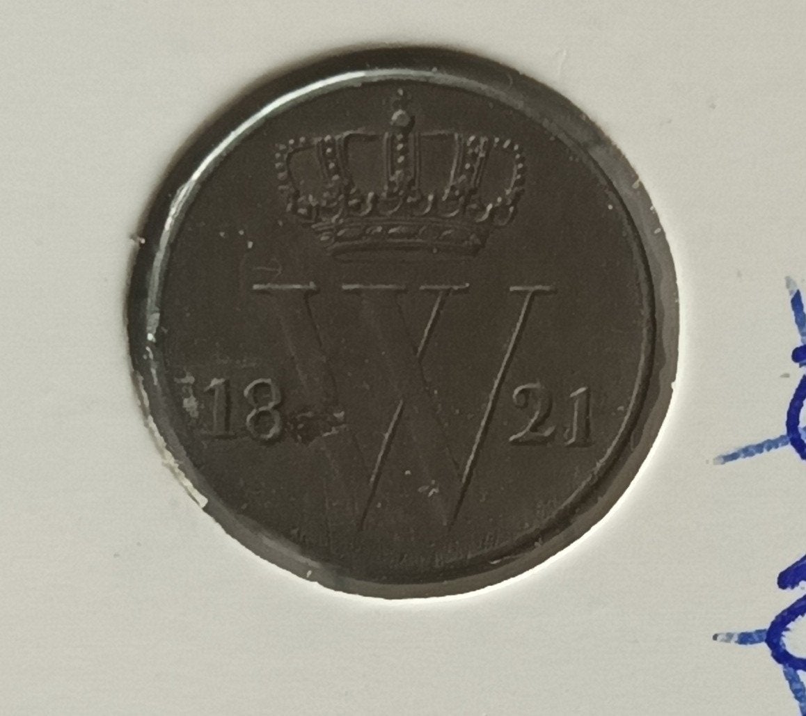 Halve cent Willem I 1821 U., Ophalen of Verzenden, Koning Willem I, Overige waardes, Losse munt