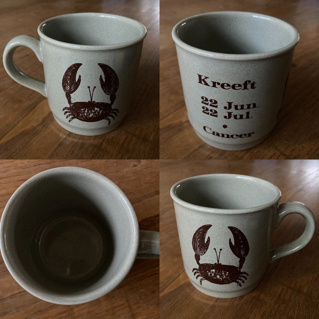 Vintage mok beker Kreeft - sterrenbeeld - gaaf, Ophalen of Verzenden, Huis en Inrichting