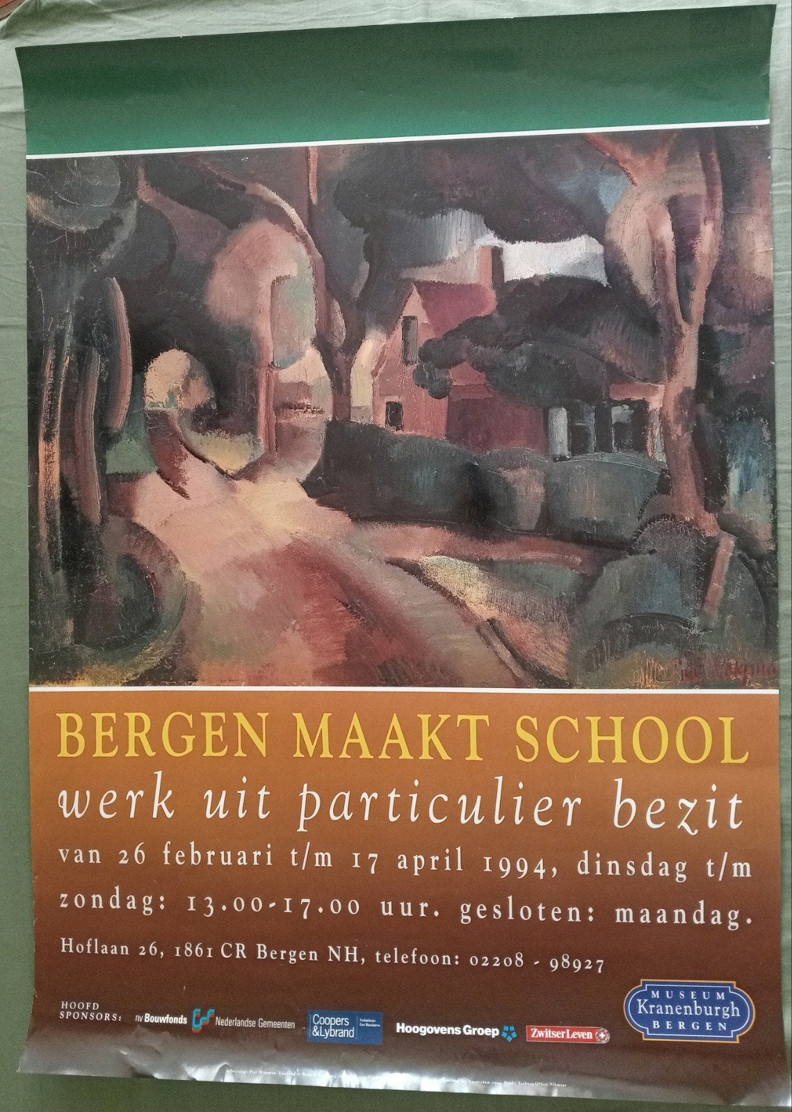 Piet Wiegman affiche 'Bergen Maakt School' 1994, Ophalen of Verzenden