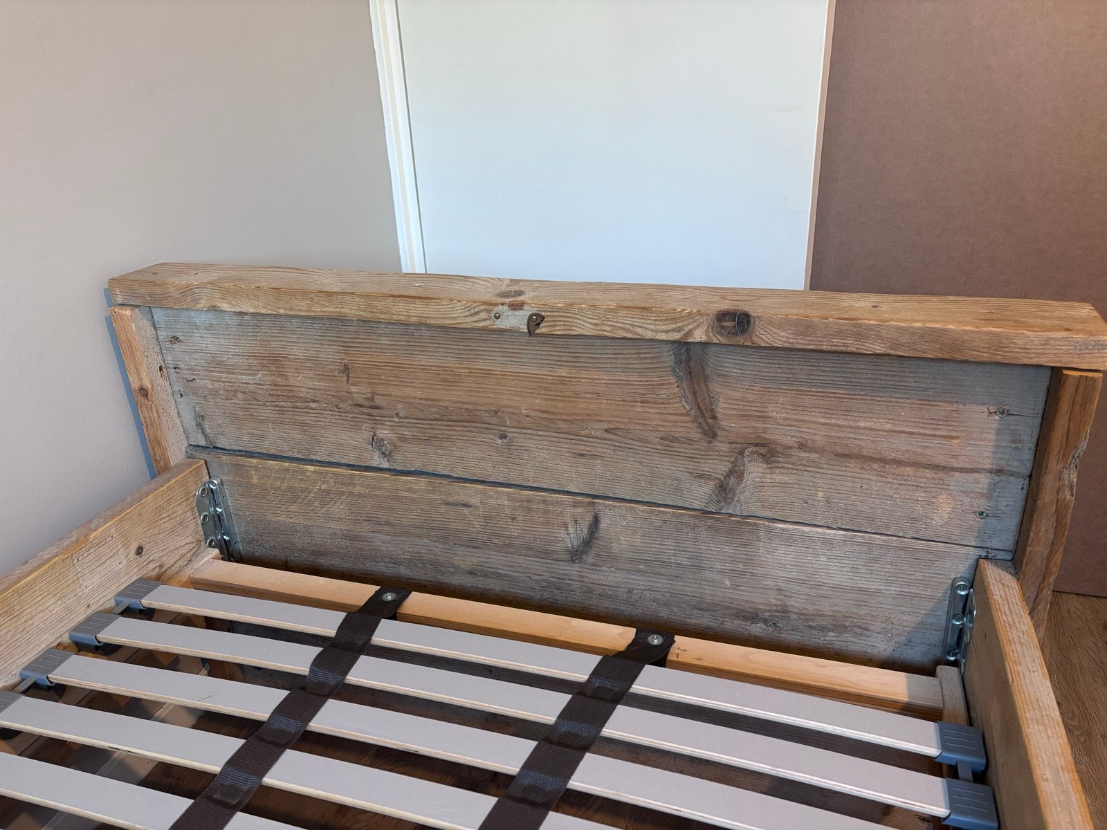 Eenpersoons steigerhouten bed van Basic Wood, 90x200 cm, Ophalen, Gebruikt, 90 cm, Eenpersoons