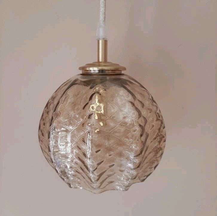 Vintage hanglamp | Bubble lamp | Vintage bol amberkleur, Ophalen of Verzenden, Glas