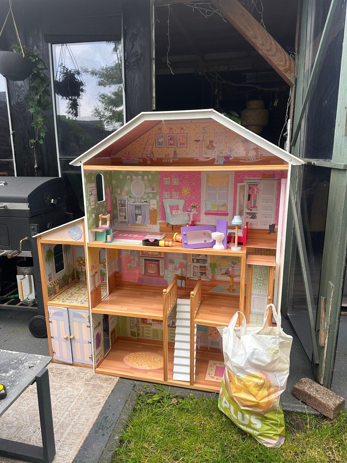 Groot Kidkraft Poppenhuis met houten meubels, Ophalen, Gebruikt, Poppenhuis