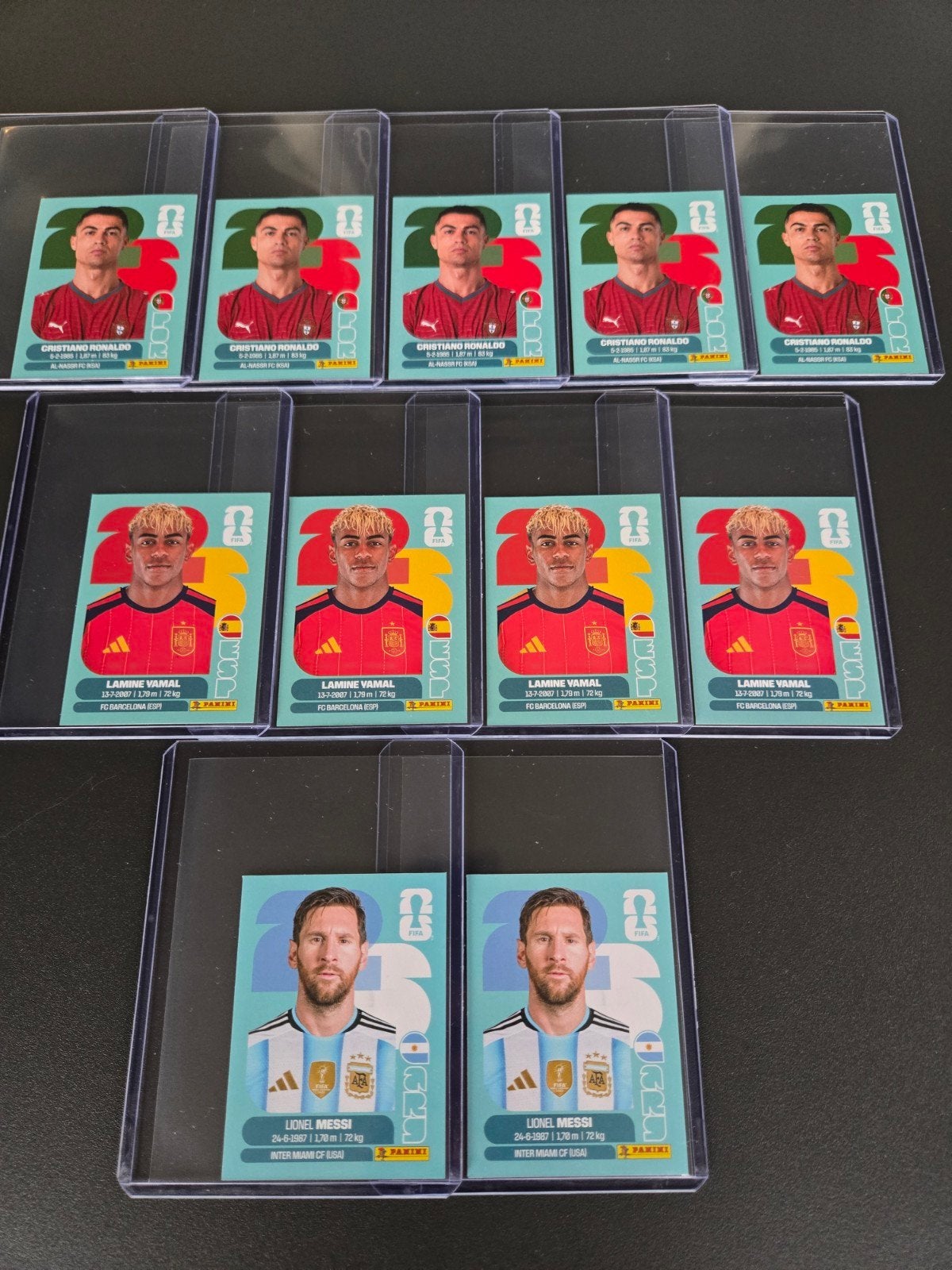 11x Panini Stickers // 5x Ronaldo // 4x Yamal // 2x Messi, Ophalen of Verzenden, Nieuw, Poster, Plaatje of Sticker
