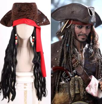Luxe cosplay pruik Jack Sparrow inclusief hoed en kralen, Ophalen of Verzenden, Nieuw, Pak of Jurk