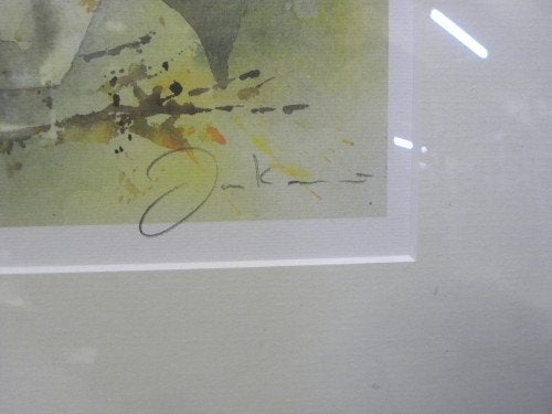 aquarell zonnebloemen bruine lijst, Ophalen of Verzenden, 'T Olde Gre-j, Info@toldegrej.nl, Endepoelstraat 20f Didam