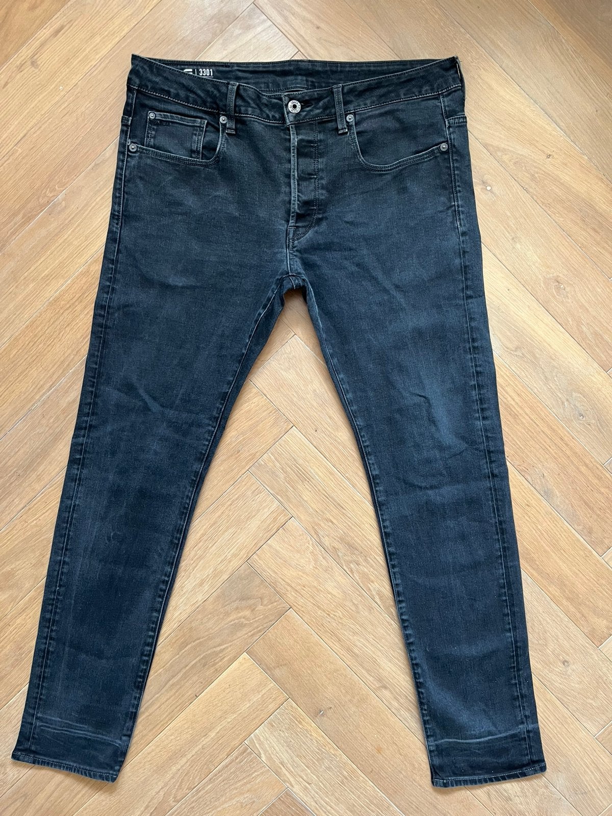 G- star RAW 3301 SLIM broek jeans W34 L32 Z.G.A.N., Ophalen of Verzenden, Zo goed als nieuw, Zwart, W33 - W34 (confectie 48/50)