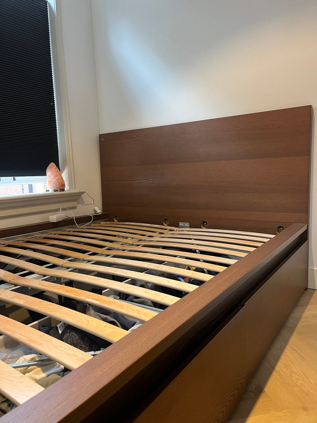 IKEA MALM donkerbruin bed lades + lattenbodem 140x200, Ophalen, Bruin, 140 cm, 200 cm