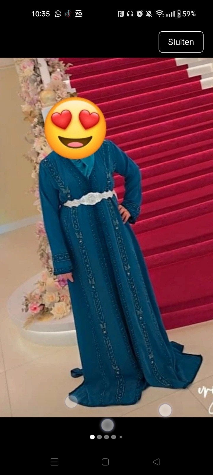 Prachtige Groene Kaftan/takchita met Gedetailleerd Borduurwe, Maat 38/40 (M), Overige typen, Overige kleuren, Ophalen of Verzenden