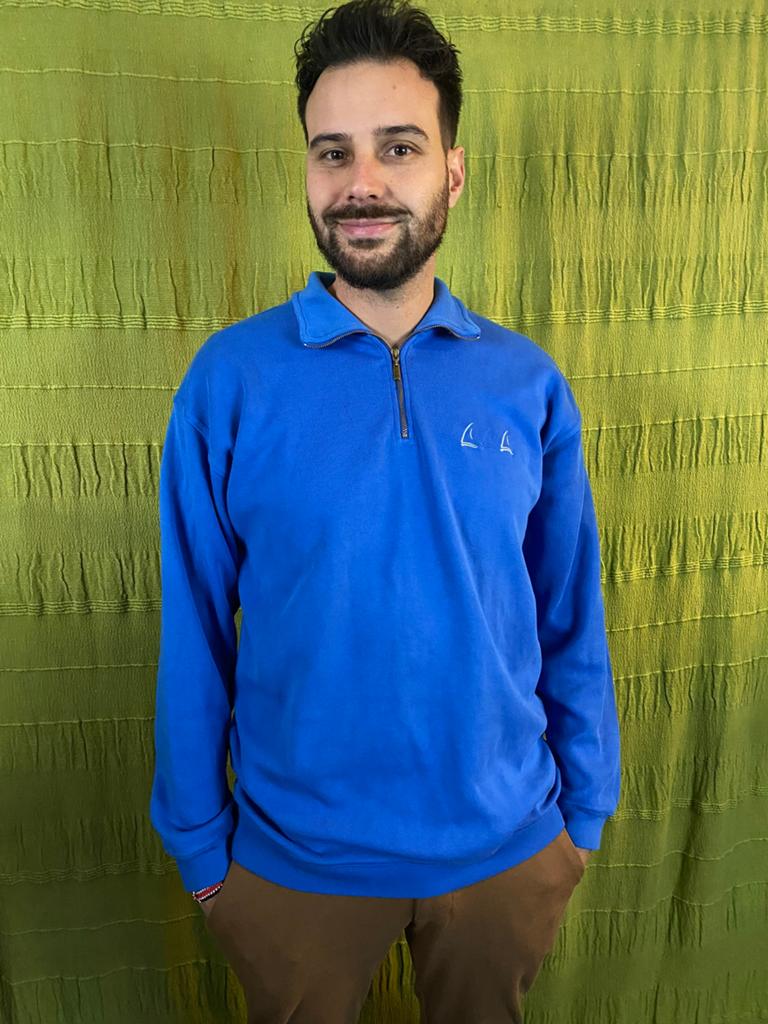 Vintage trui - pullover - blauw - jaren 80/90 - M/medium, Hgv, Hgv, Vintage, Ophalen of Verzenden