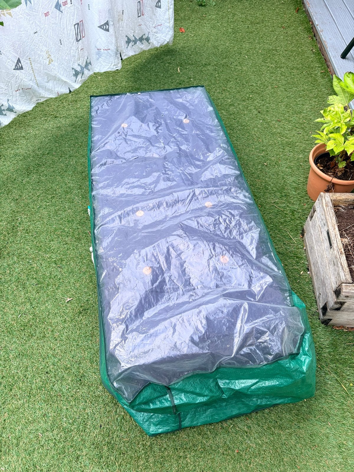 6 donkerblauwe tuinkussens voor standenstoelen, Ophalen, Gebruikt