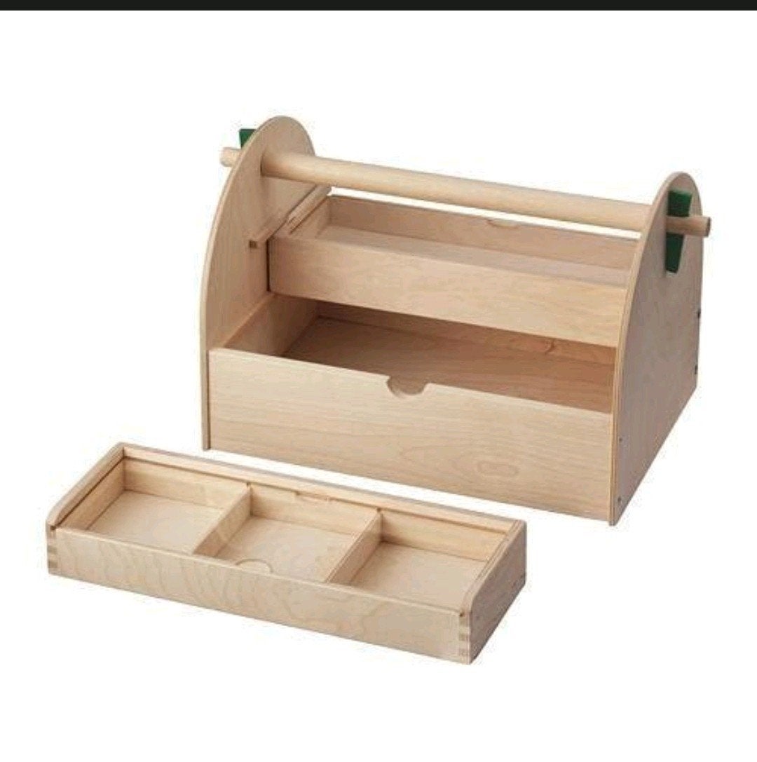 IKEA LUSTIGT Houten Opbergkist met handvat, 3 compartimenten, Ophalen of Verzenden, Kunststof, Minder dan 50 cm, Minder dan 50 cm